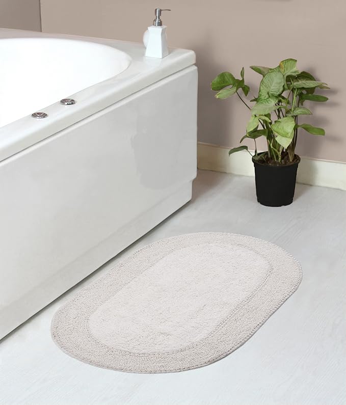 Home Weavers Double Ruffle Collection 100% Cotton Bathroom Rugs Set, Washable Rug, Extra Soft and Absorbent Bath Rug, Kitchen Mat, Bath Mat Set, Bath Floor Mat Non Slip, 21"x34" Rectangle, Ivory