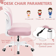 Primy Kids Desk Chair, Pink Study Chair for Boys Girls with Height Adjustable, Swivel Mesh Task Student Chairs for 4-12, Growing Teen Office Chair for Home/School/Office (Pink)