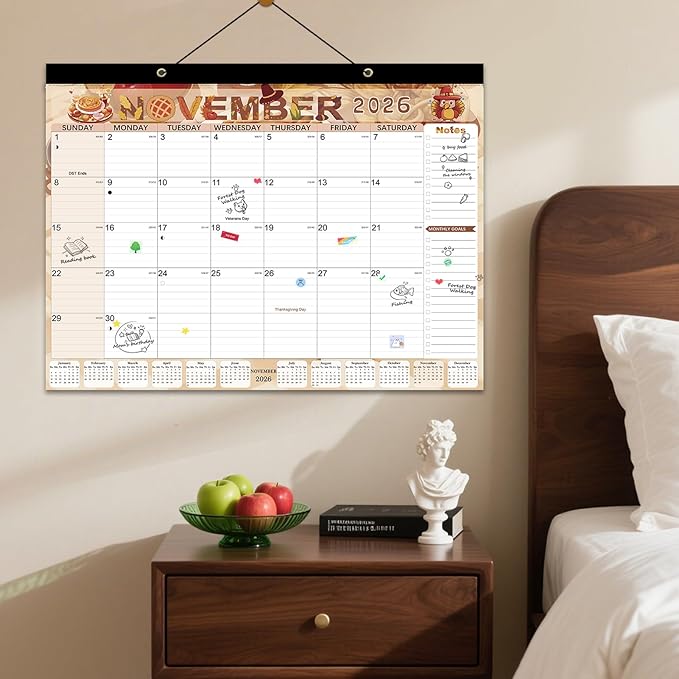 Desk Calendar 2026, Anti Ink Bleed, Ample Space, Extra Large Calendar 2026 with Stickers, 22" x 17" Seasonal Desktop Calendar for Home, Office, Teacher Supplies- Colorful