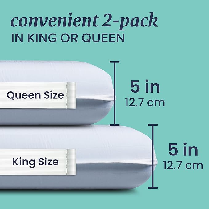 Beckham Hotel Collection Queen Size Firm Memory Foam Pillows (Set of 2) - Solid Block Design for Maximum Neck & Spine Support