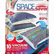 10 Pack Large Vacuum Storage Bags for Comforters, Blankets & Clothes – Vacuum Sealed Compression Bags with Hand Pump – Space Saver Storage Bags for Bedding, Moving, Travel & Organization