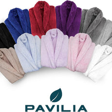 PAVILIA Women Hooded Plush Soft Robe | Fluffy Warm Fleece Sherpa Shaggy Bathrobe