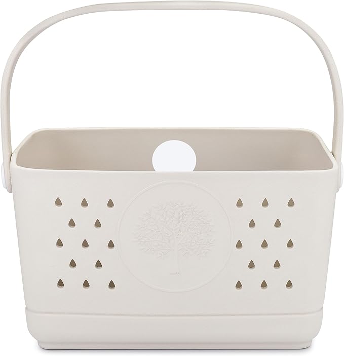 Parker Baby Large Bath Caddy | BPA Free & Food Grade Shower Caddy Organizer for Toys & Supplies | Quick-Dry, Sturdy & Perfect Size Shower Basket w/ Handle in Neutral Colors