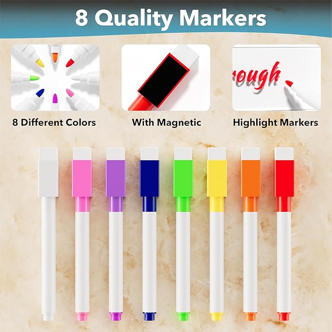 Acrylic Magnetic Chore Chart for Fridge, Clear Dry Erase Chores Chart for Refrigerator, Responsibility Reward Planning Board for Teens Family, w/ 8 Colors Markers, 12"x9"