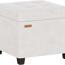 17.7 inches Chenille turfed Ottomans Cube with Storage, Metal-Framed Square Storage Ottoman Foot Rest Stool Holds 770 LB for Dorm Living Room Bedroom White UASND641W