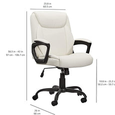 Amazon Basics Classic Puresoft PU Padded Mid-Back Height Adjustable Office Computer Desk Chair with Armrest, 26