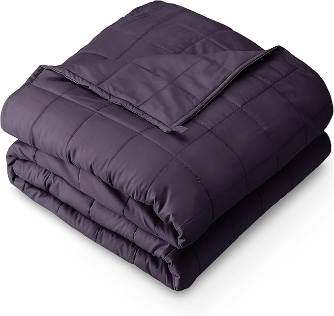 Bare Home Weighted Blanket Queen Size 20lb (60" x 80") for Adults - All-Natural 100% Cotton - Premium Heavy Blanket Nontoxic Glass Beads (Eggplant, 60"x80")