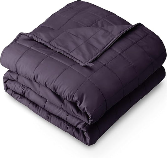 Bare Home Weighted Blanket King Size 25lb (80" x 87") for Adults - All-Natural 100% Cotton - Premium Heavy Blanket Nontoxic Glass Beads (Eggplant, 80"x87")