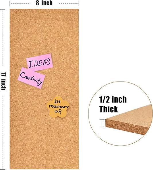17x8 Cork Board Tiles Bulletin Board, 1/2" Thick Self-Adhesive Cork Boards for Walls, Cork Tiles Vision Board for Home, Office, School, Bulletin Board Decorations(12mm,2pc)