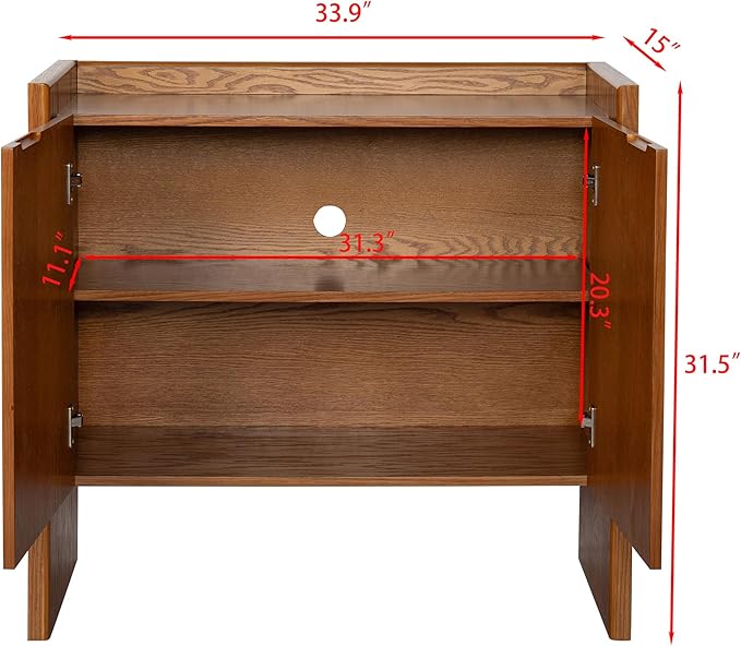 LKTART Mid Century Modern Sideboard Buffet Cabinet,Small Storage Cabinet with Outlet Holes for Living Room, Kitchen, Entryway, Hallway 34" Brown Ebony