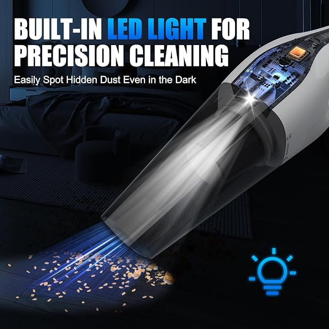 Car Handheld Vacuum Cordless Car Vacuum Cleaner for Drivers, Office, Home & Pet Hair, with True Brushless Motor, Ultra-Strong Suction, Large Battery & Big Dust Cup, Type-C Fast Charging