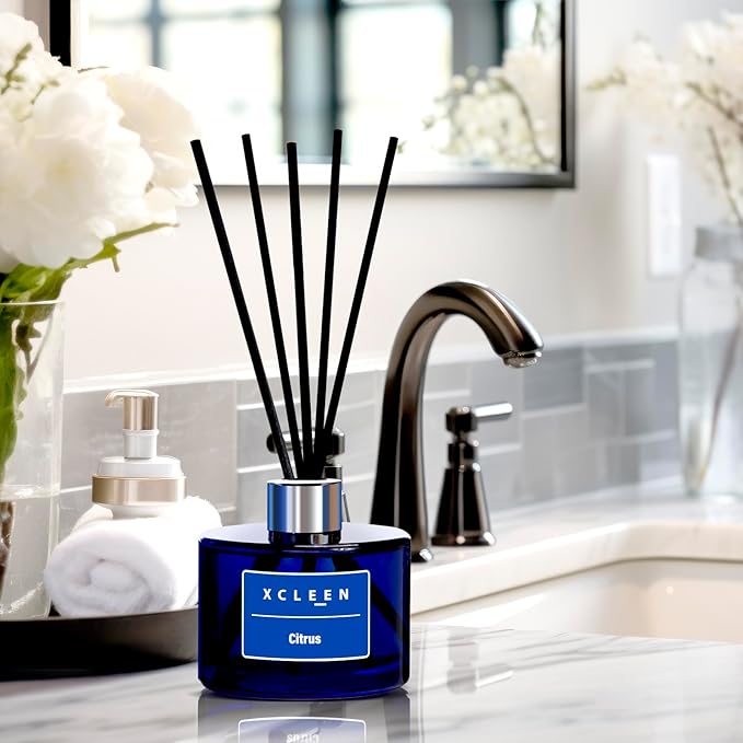 Reed Diffusers for Bathroom, 6.7 oz(200ml) Citrus Scented Oil Diffuser with Fiber Sticks, Air Freshener for Bedroom, Office, Home Fragrance Decor