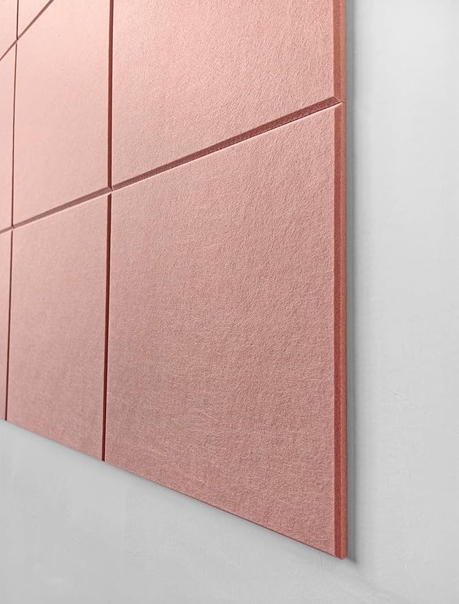 Felt Wall Tiles | Large Cork Board Alternative | Aesthetic Felt Bulletin Board for Office, Home & Classroom | Large Cork Boards for Walls Pinboard (12-Pack) | Pink