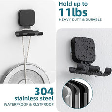 TAILI Powerful Suction Cup Razor Holder 2 Pack, Stylish 304 Stainless Steel Bathroom Suction Hooks for Towel, Loofah, Bathrobe, Shaver Holder for Shower Wall, Easy to Install and Reuse, Black