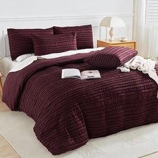 NEXHOME PRO Duvet Cover Queen Size, Blue 3 Pieces Boho Tufted Duvet Cover Set, Soft and Lightweight Microfiber Comforter Cover Set for All Season (Burgundy,90 x 90)-No Comforter