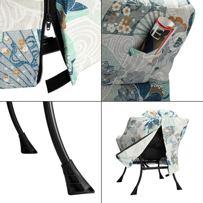 HollyHOME Lazy Chair with Armrest and Side Pocket, Comfy Accent Lounge Chair,Leisure Sofa Armchair for Living Room, Bedroom, Dorm, or Small Spaces, Oversized Reading Sofa Chair,Fan Print