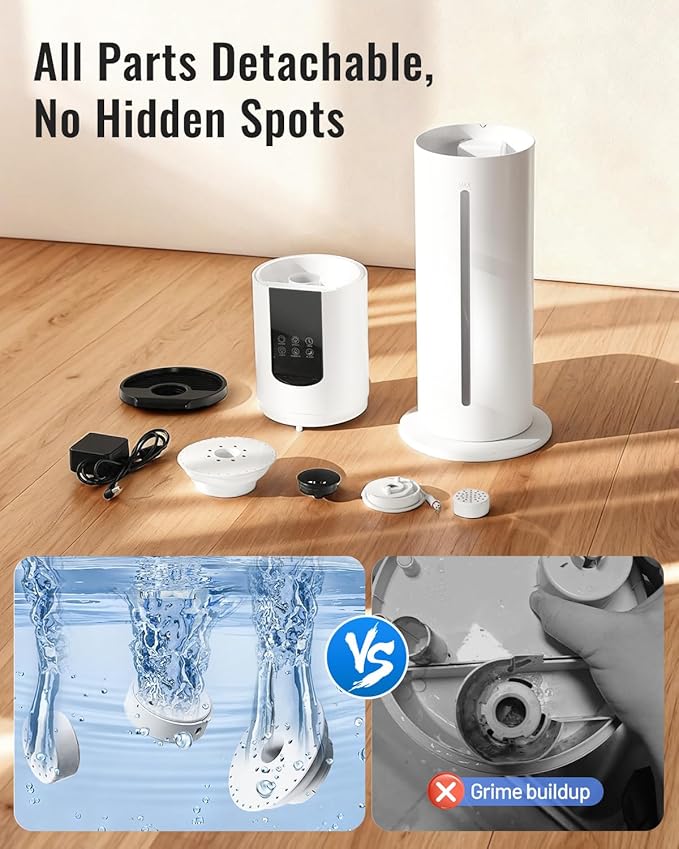 8L Humidifiers for bedroom, Humidifiers large room up to 500 sq ft, Easy to Clean Humidifier with Fully Washable Parts, Ultrasonic Cool Mist Humidifier for Home Plants Baby Nursery Office