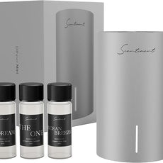 Scentiment Mini V2 LE Diffuser Discovery Kit Limited Edition – Smart Portable Cold-Air Diffuser with Wi-Fi & Touch Controls, Long Battery Life – Includes 3 Luxury Oils (20ml) - Silver