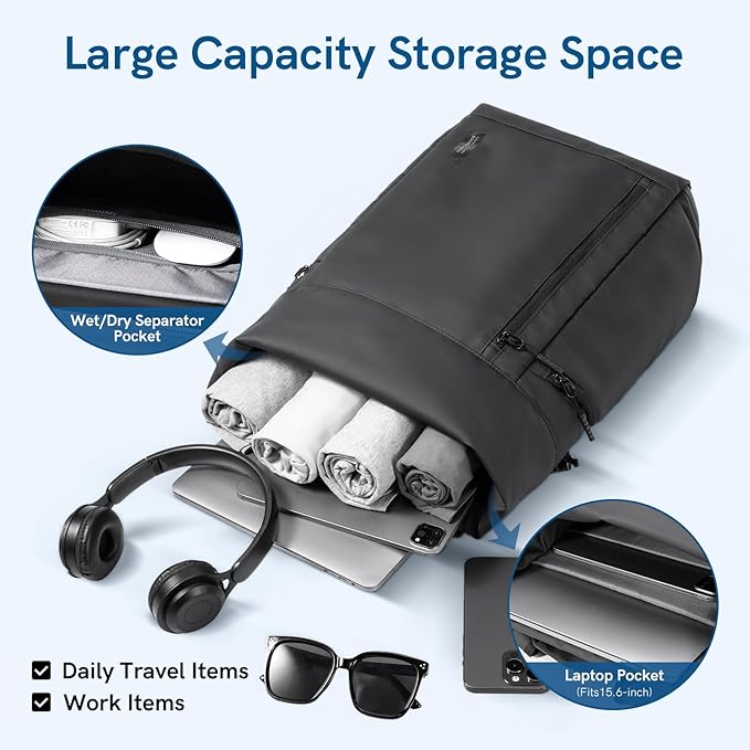 Kingsons Travel Laptop Backpack，Anti Theft Business Backpack for Men Womens Lightweight Waterproof Backpacks Computer Bag Fits 15.6 Inch Laptop and Notebook