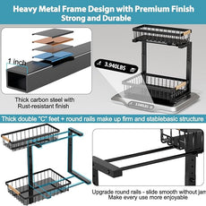 Under Sink Organizer Storage 2 Pack, 2 Tier Slide Out Height Adjustable Pull Out Cabinet Organizer Drawer for Kitchen Bathroom Large Under Sink Shelf Rack Caddy for Pantry, Black