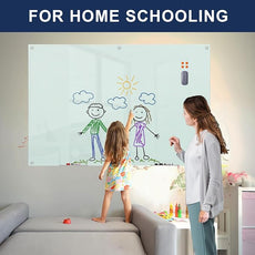 TSJ OFFICE Glass Dry-Erase Board - 72 x 48 Inches (6' X 4') Wall Mounted Glass Magnetic Whiteboard, Extra Large Frameless White Board for Office, Home & School