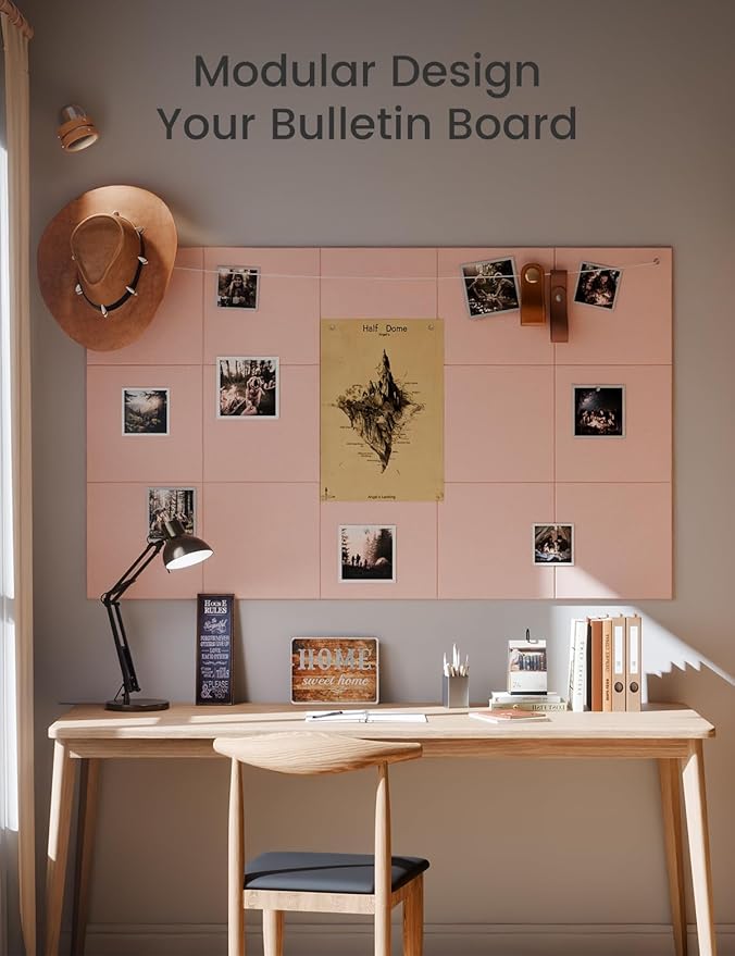 Large Felt Bulletin Board 48" x 36" Cork Board Alternative-12 Pack with 70 Safe Removable Adhesive Tabs, Cork Boards for Walls Cork Board for Home Office Classroom Pin Board - Coral