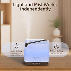 ASAKUKI Essential Oil Diffuser, Multifunctional Ultrasonic Aromatherapy Fragrant Oil Vaporizer Humidifier with Timer, Auto-Off Safety Switch, and 7 LED Light Colors, 700 ml (Brown Wood)
