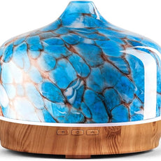 Porseme 500ml Glass Essential Oil Diffuser Aromatherapy Ultrasonic Cool Mist Humidifier 15-21 Running Hours Waterless Auto-Off Air Diffusers for Sleeping Yoga Office Working Spa and Rest (Light Blue)