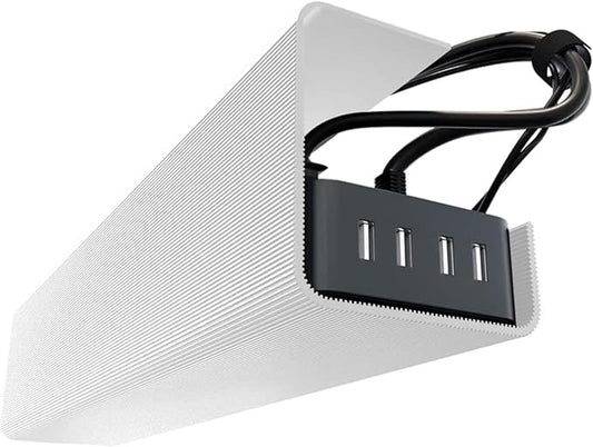 No-Screw Under Desk Cable Management Tray - Self-Adhesive Installation, Cord Management, Cable Tray, Under Desk Wire Organizer - White Single Tray