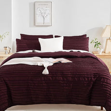 NEXHOME PRO Twin Duvet Cover, Blue 2 Pieces Boho Tufted Twin Size Duvet Cover Set, Soft and Lightweight Microfiber Comforter Cover Set for All Season (Burgundy,66 x 90)-No Comforter