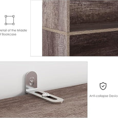 FOTOSOK 6-Tier Open Bookcase and Bookshelf, Freestanding Display Storage Shelves Tall Bookcase for Bedroom, Living Room and Office, Oak