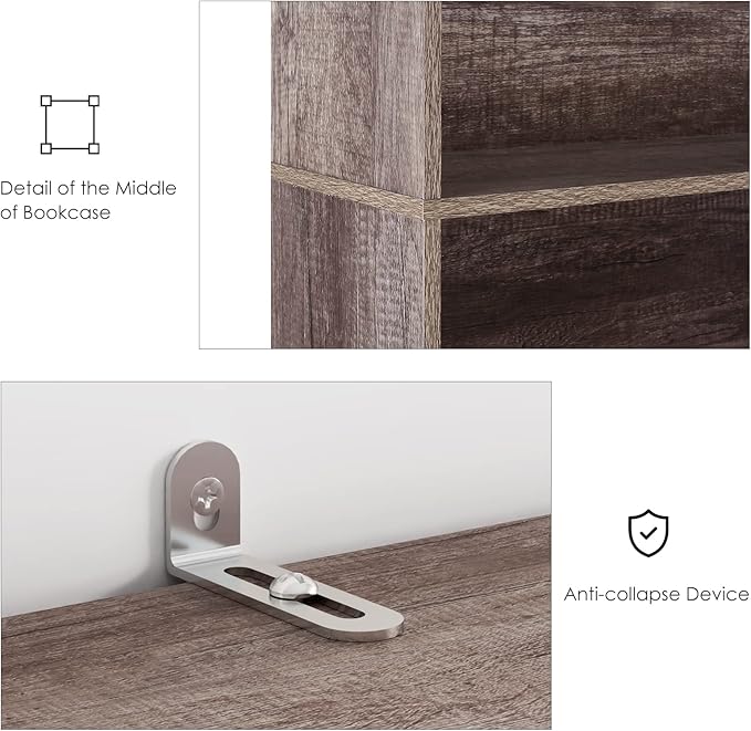 FOTOSOK 6-Tier Open Bookcase and Bookshelf, Freestanding Display Storage Shelves Tall Bookcase for Bedroom, Living Room and Office, Oak