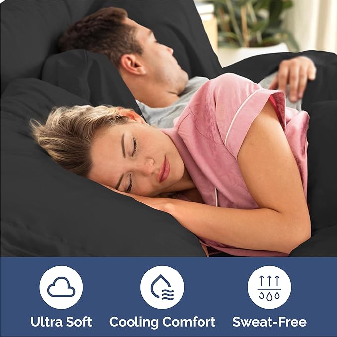 Queen 6 Piece Sheet Set - Cooling & Breathable Bed Sheets - Hotel Luxury Bed Sheets for Women, Men, Kids & Teens - Comfy Bedding w/Deep Pockets & Easy Fit - Soft & Wrinkle Free - Queen Black Sheets
