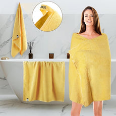 SEMAXE Yellow Bath Towel, 100% Cotton Towel with Hanging Loop, Hotel & Spa Quality Soft Absorbent Towel for Bathroom, Gift Box Packaging, 1 Pc Bath Towel, 55