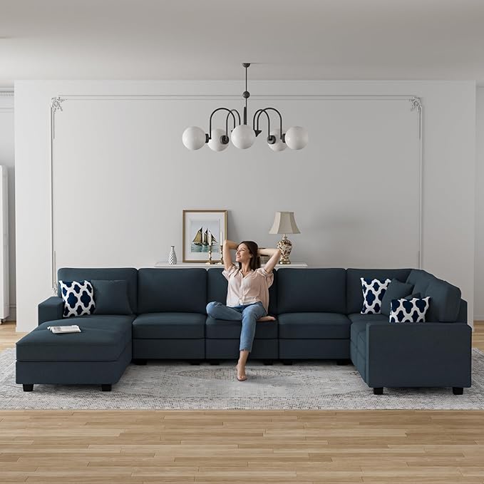 Legend Vansen Modular Sectional Sofa U Shaped Couch with Ottoman Modern Reversible Corner Sectional Couch for Living Room (Charcoal, U Shaped Sofa-5)