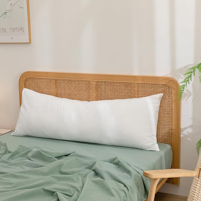 BESTOUCH 100% Washed Cotton Pillowcase for Hair and Skin Linen Feel Soft Comfortable Breathable 1 Pcs Pillow Case with Envelope Closure Solid Bright White Body 20x54 Inches