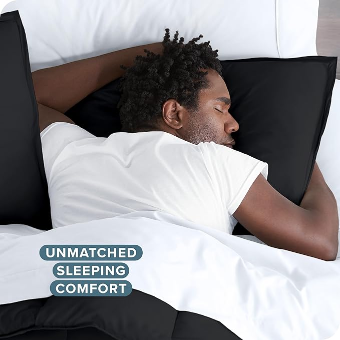 Bare Home Bedding Duvet Cover Oversized Queen Size - Premium 1800 Super Soft Collection - Lightweight, Cooling Duvet Cover - Soft Breathable Bedding (Oversized Queen, Black)
