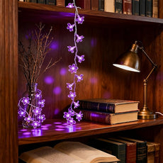 Cute Flower String Lights, USB & Battery Lighted Decorative Fairy Cherry Blossom Indoor Bedroom Tree Branches Hanging, Novelty Floral Lamp for Christmas Easter Wedding Party Birthday Decor (Purple)