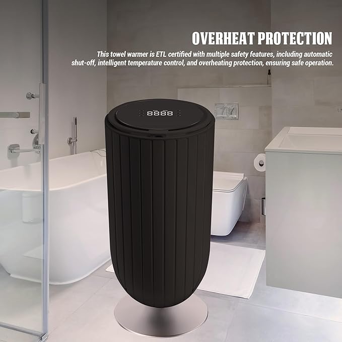 Phantomgogo Electric Towel Warmers for Bathroom Towel Heater Bucket Blanket Warmers for Home Bathrobes Warmer 27L Large Towel Warmer Bucket with Rapid Heating Technology (Black)