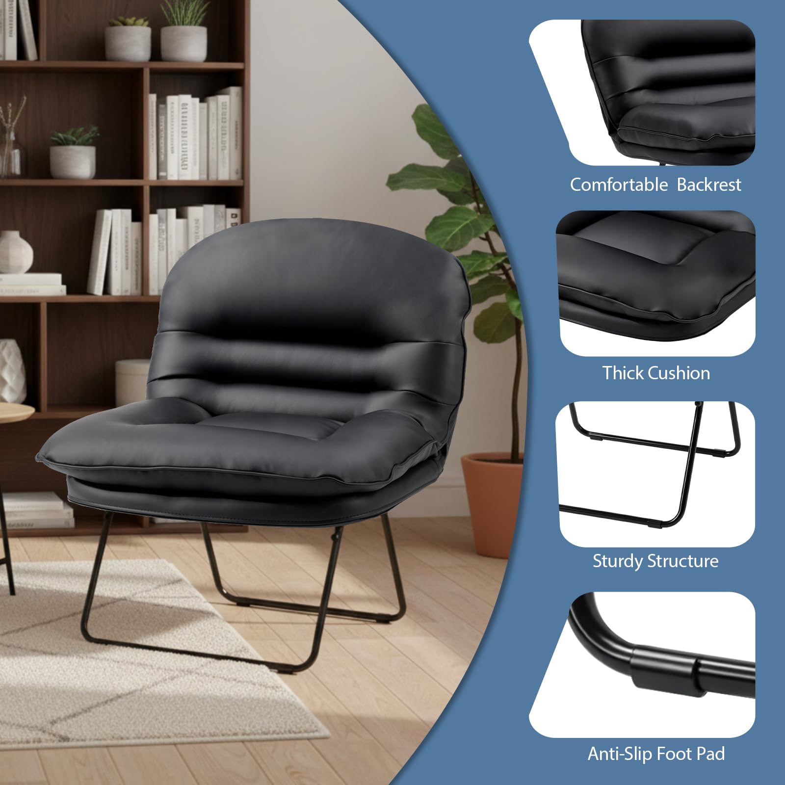 DUMOS Comfy Saucer Chair, Faux Fur Lounge Seasting XL Circle Chair for Bedroom, Dorm & Gaming, Foldable Fashion Accent Seat for Small Spaces, Folding Moon/Mushroom/Round Oversized Style Dormly