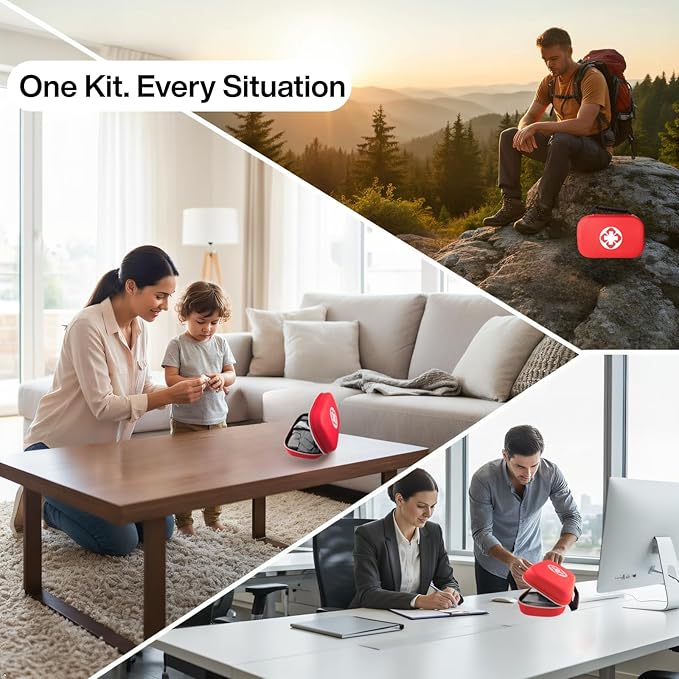 284 PCS First Aid Kit for Home, Car, Travel & Outdoor – Compact Portable Emergency Survival Kit for Camping, Hiking, Office, Business, and Public Use – Red Small Medical Essential Set