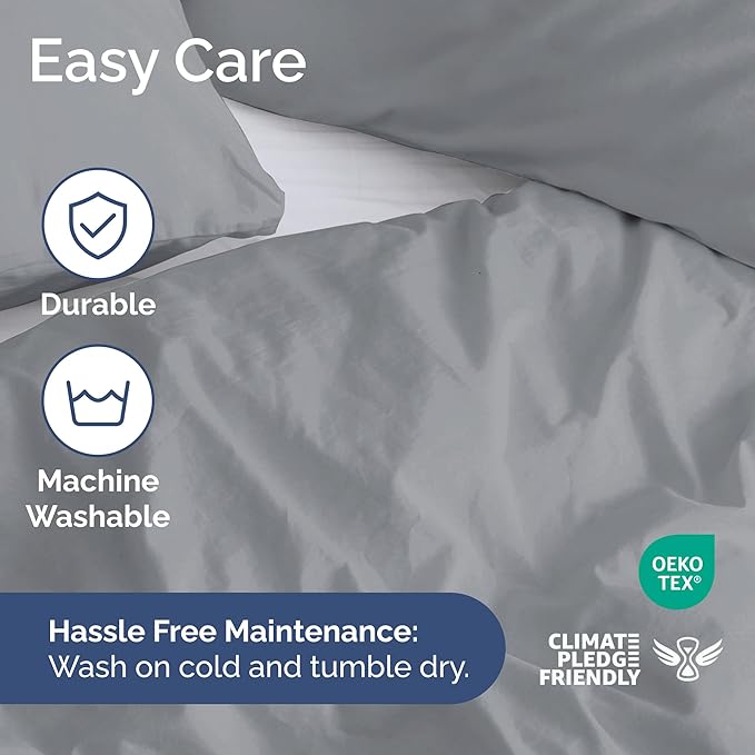 Duvet Cover Queen Size Set - Extra Soft Queen Size Duvet Cover 90 x 90 with 2 Pillow Shams - Hotel Luxury Easy Care and Fade Free w/Zipper Closures & Ties - Comfy Breathable Bedding Set (Steel Blue)
