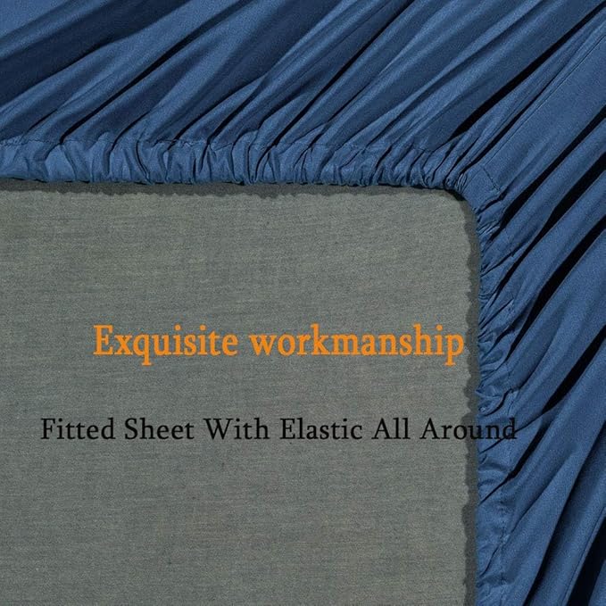 SONORO KATE Bed Sheet Set Super Soft Microfiber 1800 Thread Count Luxury Egyptian Sheets Fit 18-24 Inch Deep Pocket Mattress Wrinkle-4 Piece (Navy Blue, Twin XL)