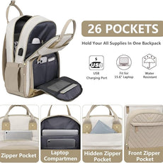 laptop backpack for Women - 15.6 inch Work Bags Travel Backpack with USB Charger College Bookbag Waterproof Business Computer Backpack Anti-theft Casual Backpacks for Nurse Teacher khaki