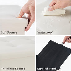 Youdesure White Folding Storage Ottoman Bench, Faux Leather Footrest for Living Room, Ottoman with Storage Padded Seat for Bedroom, Holds up to 350lbs