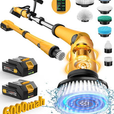 Qimedo Electric Spin Scrubber Extra Large Brush Q3,6000 mAh Best Battery Power Scrubber for Cleaning,1200RPM Shower Cordless Cleaning Brush with 8 Brushes for Bath/Tub/Tile/Floor (Smart Display)