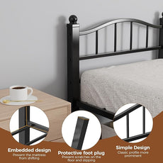 Twin XL Bed Frame, Noise-Free Design & Underbed Storage Heavy Duty Metal Bed Frames with Headboard No Box Spring Needed/Tool-Free Assembly