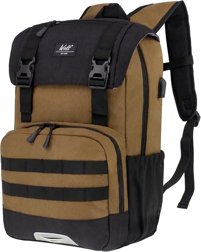WOLT Laptop Backpack with USB Charging Port Fits Up to 17 Inch Laptop, College Backpack for Men Women, Computer Business Bookbag, Brown