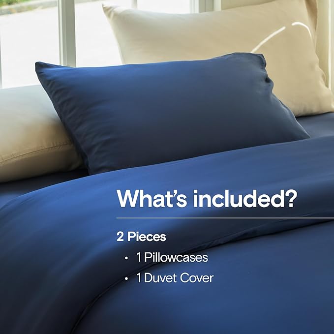 DOZ Duvet Cover Set, 100% Viscose derived from Bamboo, Organically Grown, Buttery Soft, Cooling Duvet Covers, High GSM, 1 Duvet Cover and 1 Pillowcase, 70"x90" (Sapphire, Twin/Twin XL)