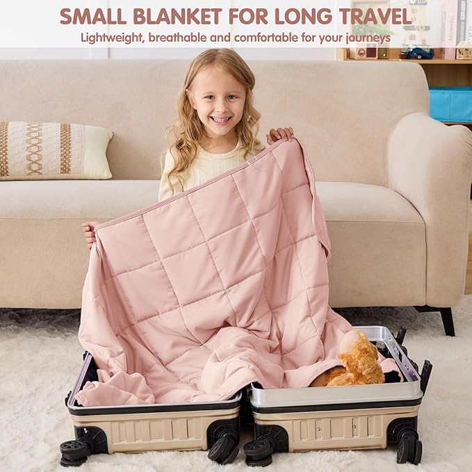 yescool Pink Weighted Blanket 3 Pounds Cooling Weighted Lap Blanket, Heavy Blanket for Sleeping, Weighted Throw Blanket Gift for 20-40lbs, 36"x48"